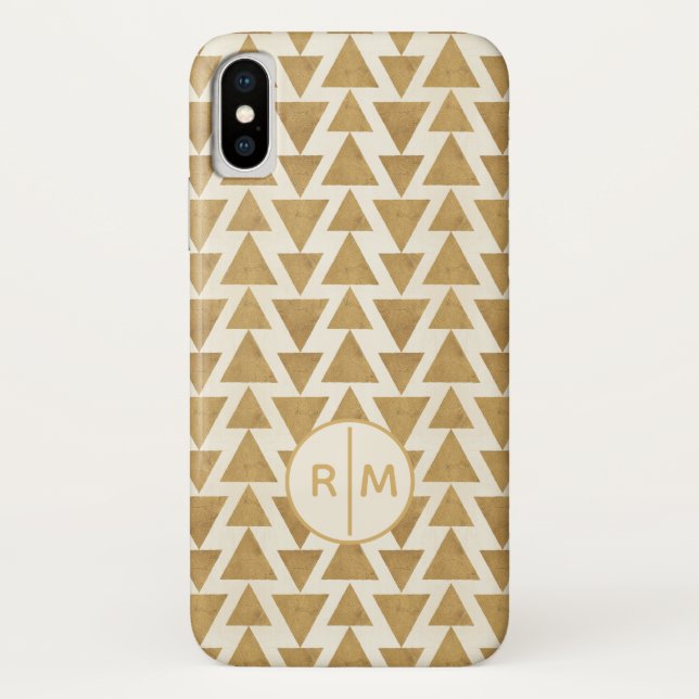 Monogram | Outdoor Geo Step | Gold Geometric Patte Case-Mate iPhone Case (Back)