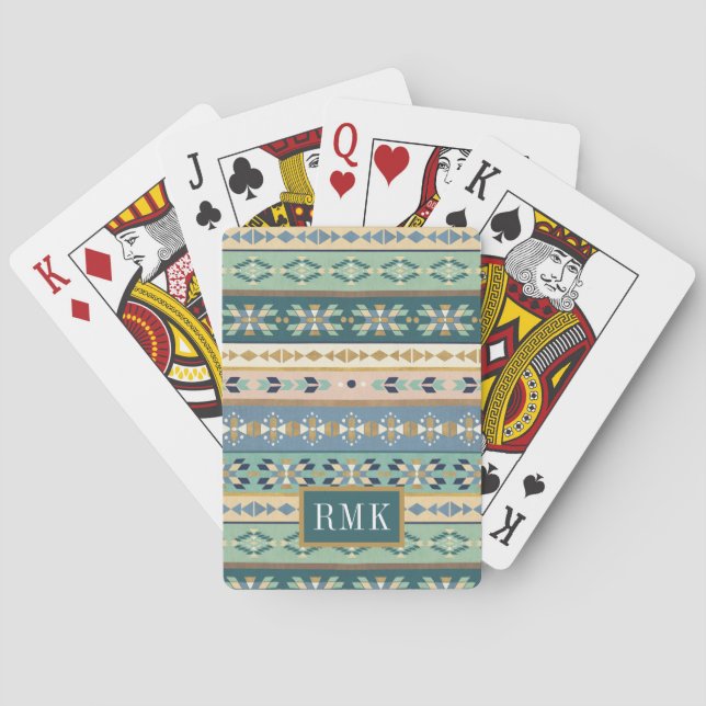 Monogram | Outdoor Geo Step | Indian Pattern Playing Cards (Back)