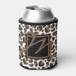 Monogram Outside The Box Black Brown Leopard Print Can Cooler
