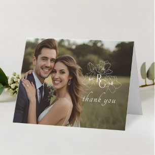 Monogram Overlay Wedding Folded Thank You Card