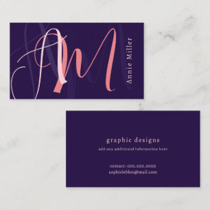 Monogram Oversized Blush Purple for her Business Card