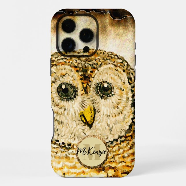 Monogram Owl Personalise  iPhone Case (Back)