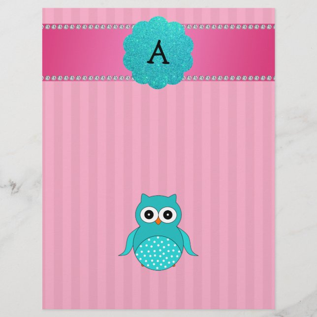 Monogram owl pink stripes flyer (Front)