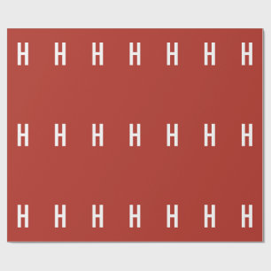 Monogram Own Name Initial Minimalist Brick Red Wrapping Paper