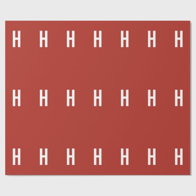 Monogram Own Name Initial Minimalist Brick Red Wrapping Paper (Flat)