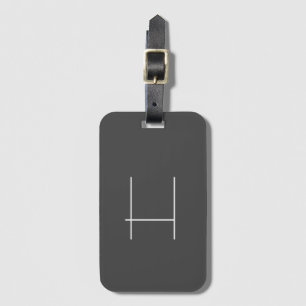 Monogram Own Name Initial Modern Minimalist Grey Luggage Tag