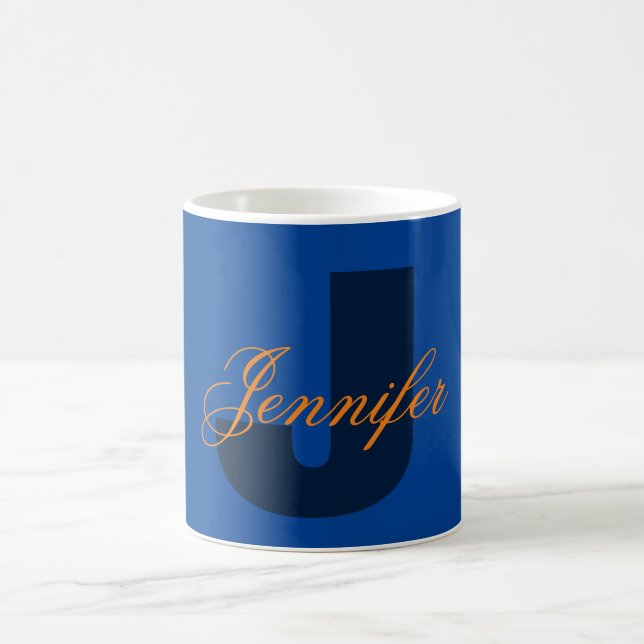 Monogram Own Name Initial Modern Plain Minimalist Coffee Mug (Center)
