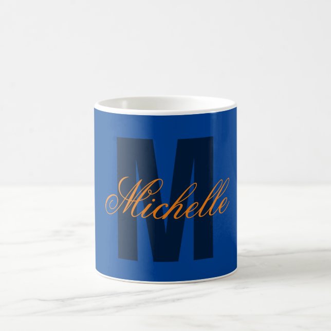 Monogram Own Name Initial Modern Plain Minimalist Coffee Mug (Center)