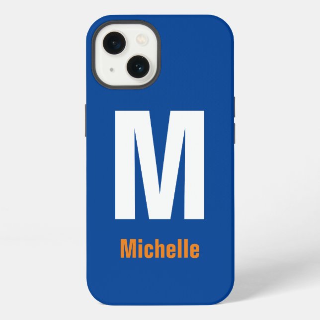 Monogram Own Name Initial Modern Plain Minimalist iPhone Case (Back)