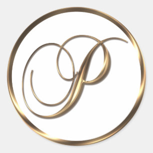 Monogram P Faux Bronze Classic Round Sticker