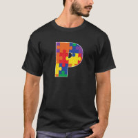 Monogram P in Multi Color Puzzle Pieces