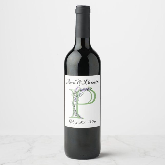 Monogram P Lavender Eucalyptus  Wine Label (Front)