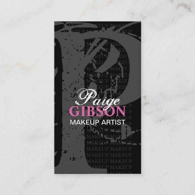 Monogram "P"  -  MAKEUP ARTIST BUSINESS CARD (Front)