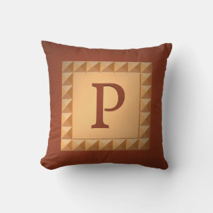 Monogram P: Marquetry Effect Initial and Pattern Cushion