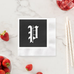 Monogram P, old English font, Napkin