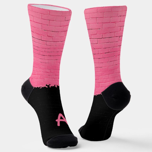 Monogram Painted Brick Wall Socks (Angled)