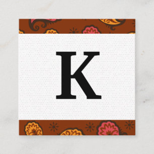 Monogram Paisley Pattern Square Business Card