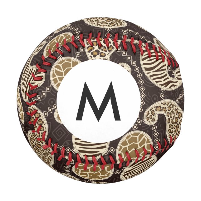 Monogram Paisley style background Baseball (Front Left)