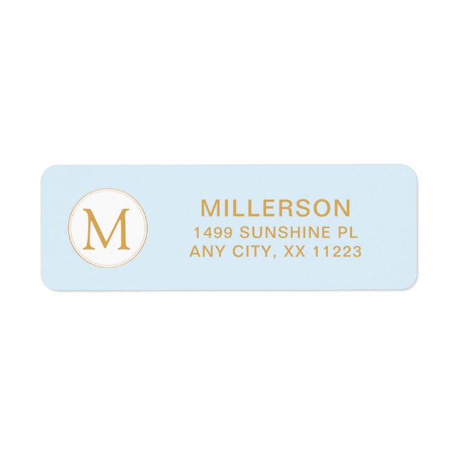 Monogram pale blue and gold return address (Front)