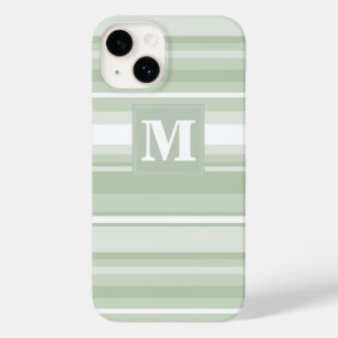 Monogram pale green stripes Case-Mate iPhone 14 case