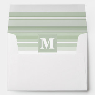 Monogram pale green stripes envelopes