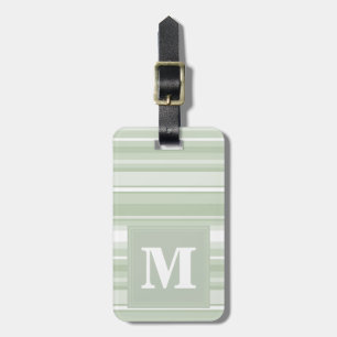 Monogram pale green stripes luggage tag