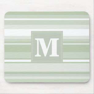 Monogram pale green stripes mouse pad