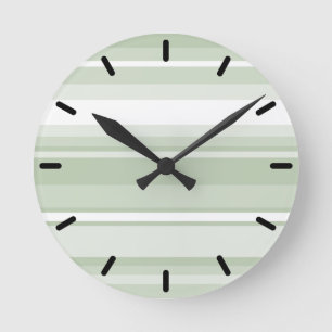 Monogram pale green stripes round clock