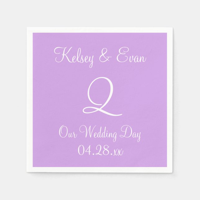 Monogram Pale Lavender Formal Full Colour Napkins (Front)