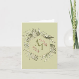 Monogram Palm Leaf Greenery Note Card