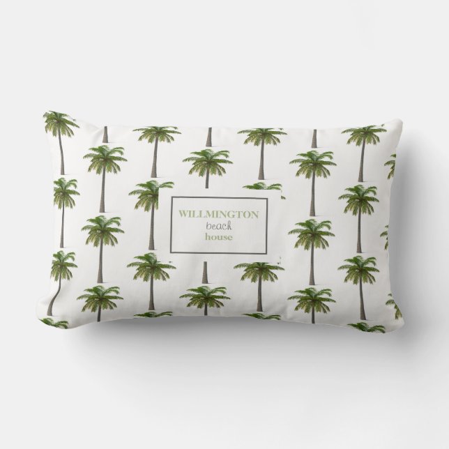 Monogram Palm Tree Beach House Lumbar Cushion (Front)