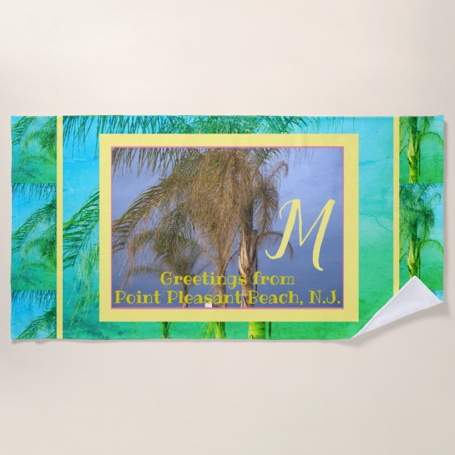 Monogram Palm Trees N.J. Beach Towel (Front)