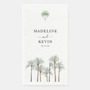 Monogram Palm Trees Wedding Napkin