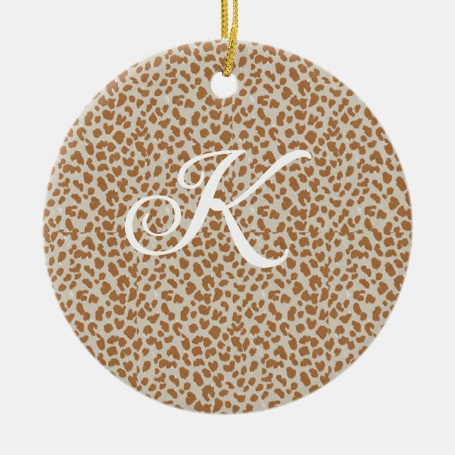 Monogram panther skin light brown pattern name let ceramic tree decoration (Front)