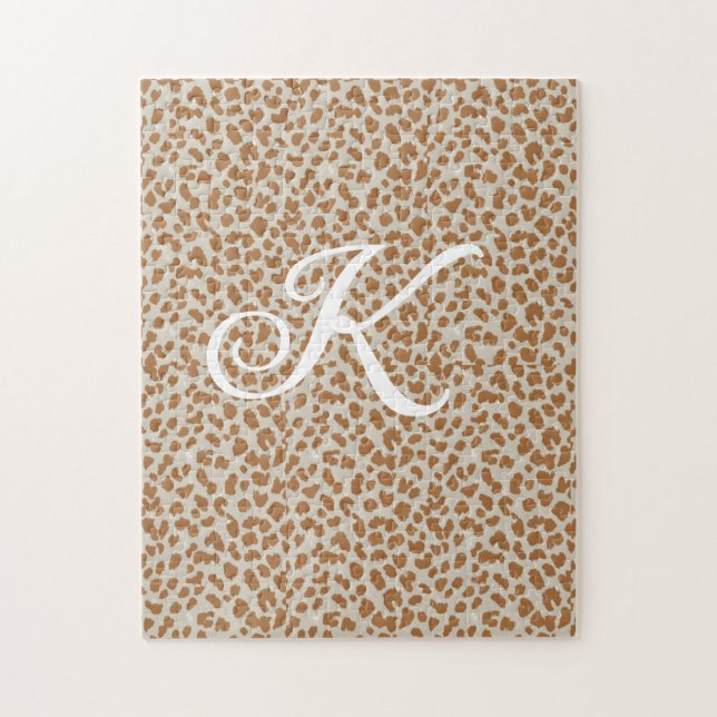 Monogram panther skin light brown pattern name let jigsaw puzzle (Vertical)