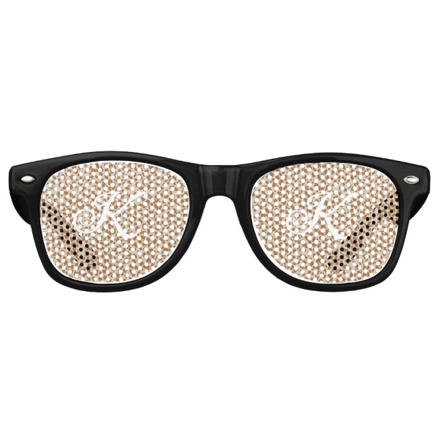Monogram panther skin light brown pattern name let retro sunglasses (Front)