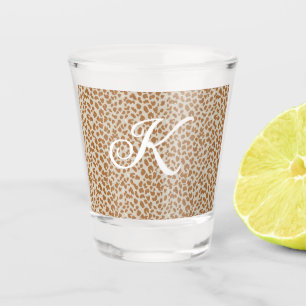 Monogram panther skin light brown pattern name let shot glass