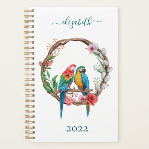 Monogram Parrots Macaw Birds Colourful Floral  Planner