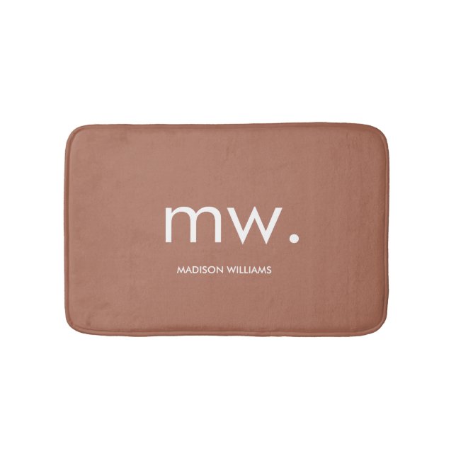 Monogram Pastel Elegant Stylish Modern Minimalist  Bath Mat (Front)