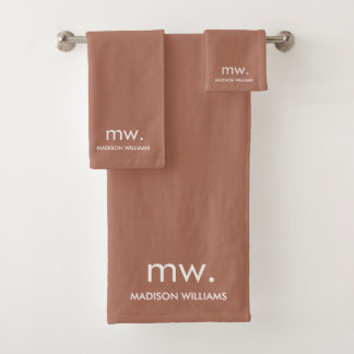 Monogram Pastel Elegant Stylish Modern Minimalist  Bath Towel Set