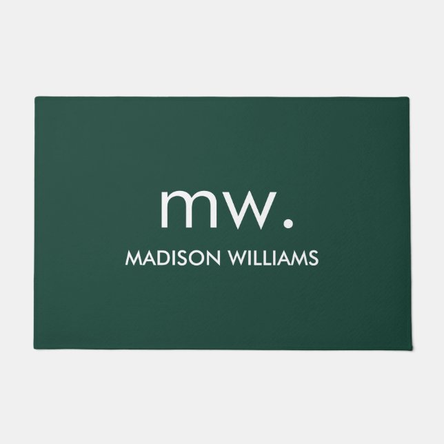 Monogram Pastel Elegant Stylish Modern Minimalist  Doormat (Front)