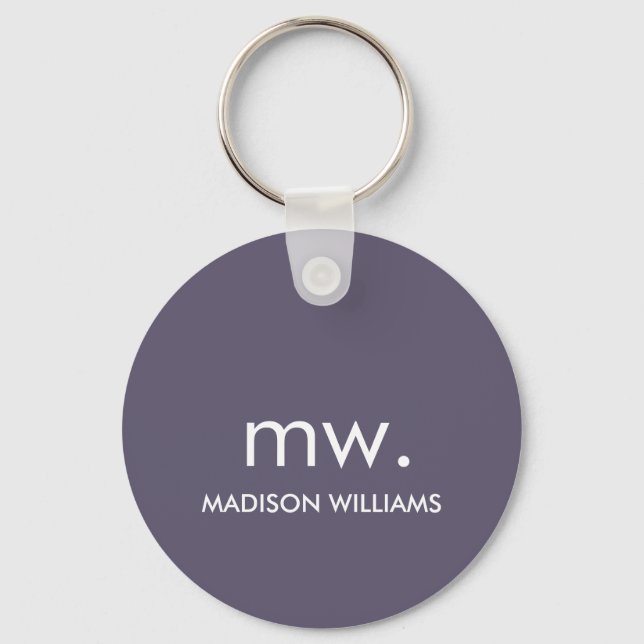 Monogram Pastel Elegant Stylish Modern Minimalist  Key Ring (Front)