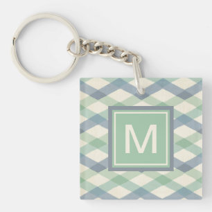 Monogram   Pastel Geometric Pattern Key Ring