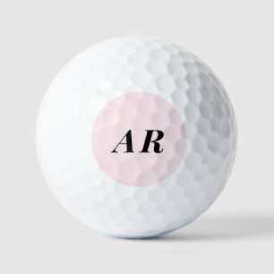  Monogram Pastel Pink Black Initials Minimalist  Golf Balls