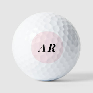 Monogram Pastel Pink Black Initials Minimalist Golf Balls