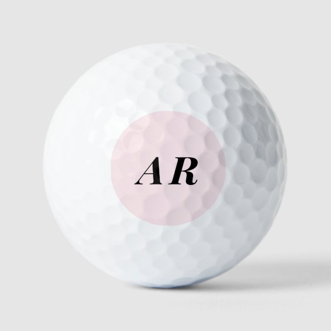  Monogram Pastel Pink Black Initials Minimalist  Golf Balls (Front)