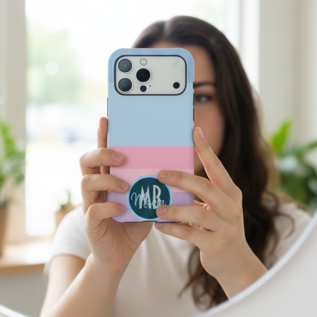 Monogram Pastel Pink Blue & Purple Striped Gift (Creator Uploaded)