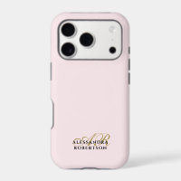 Monogram Pastel Pink Gold Black Stylish Minimalist