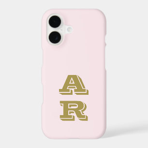 Monogram Pastel Pink Gold Initials Minimalist Chic