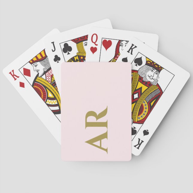 Monogram Pastel Pink Gold Initials Minimalist Chic Playing Cards (Back)